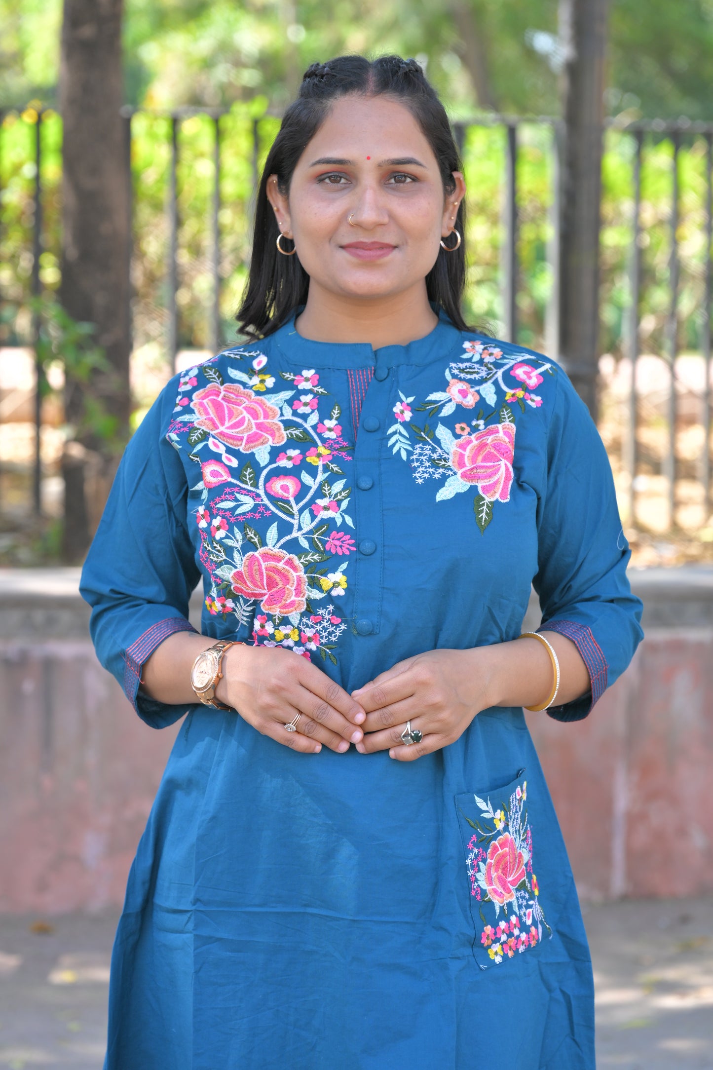 Embroidery Work Kurti With Pant Set
