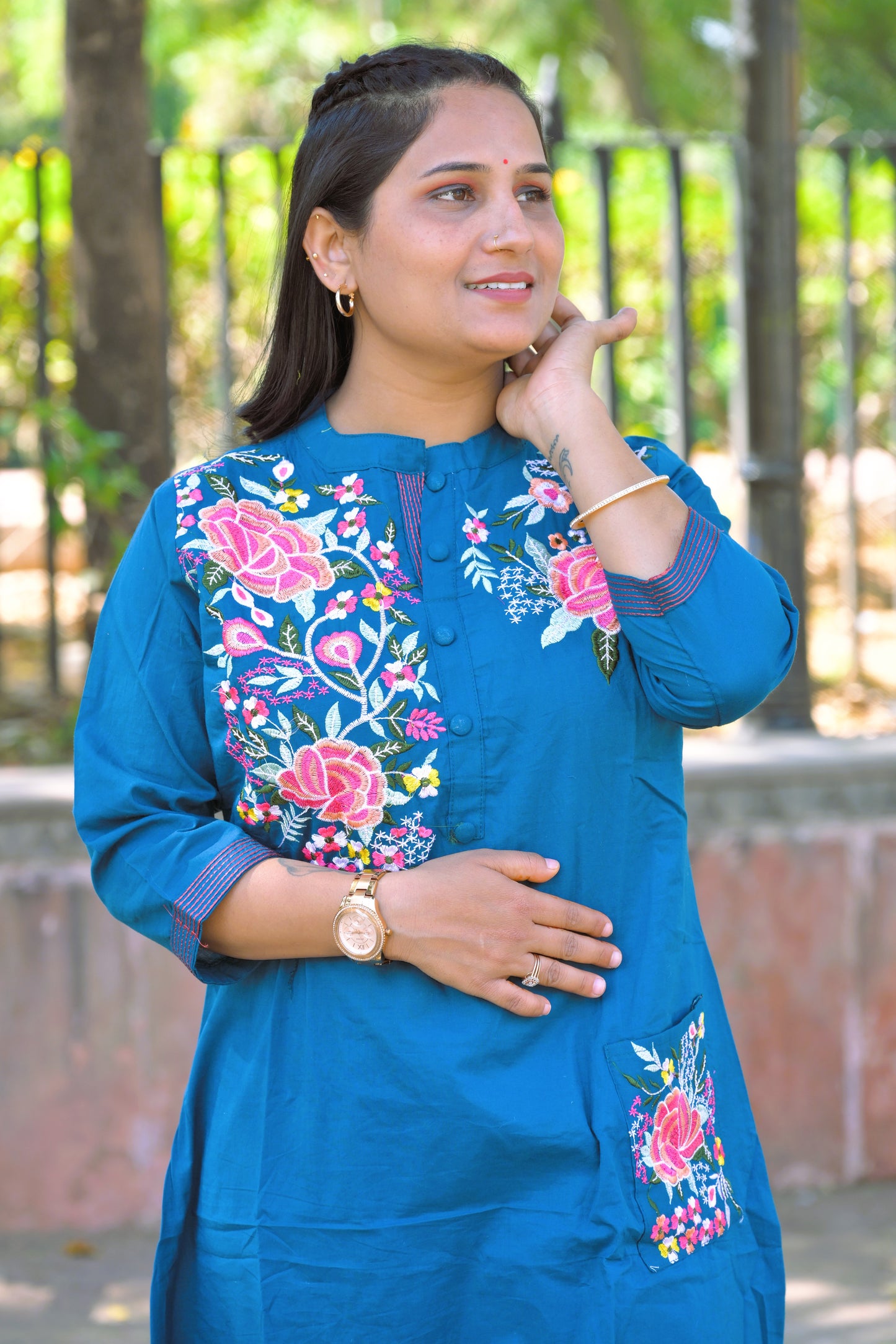 Embroidery Work Kurti With Pant Set