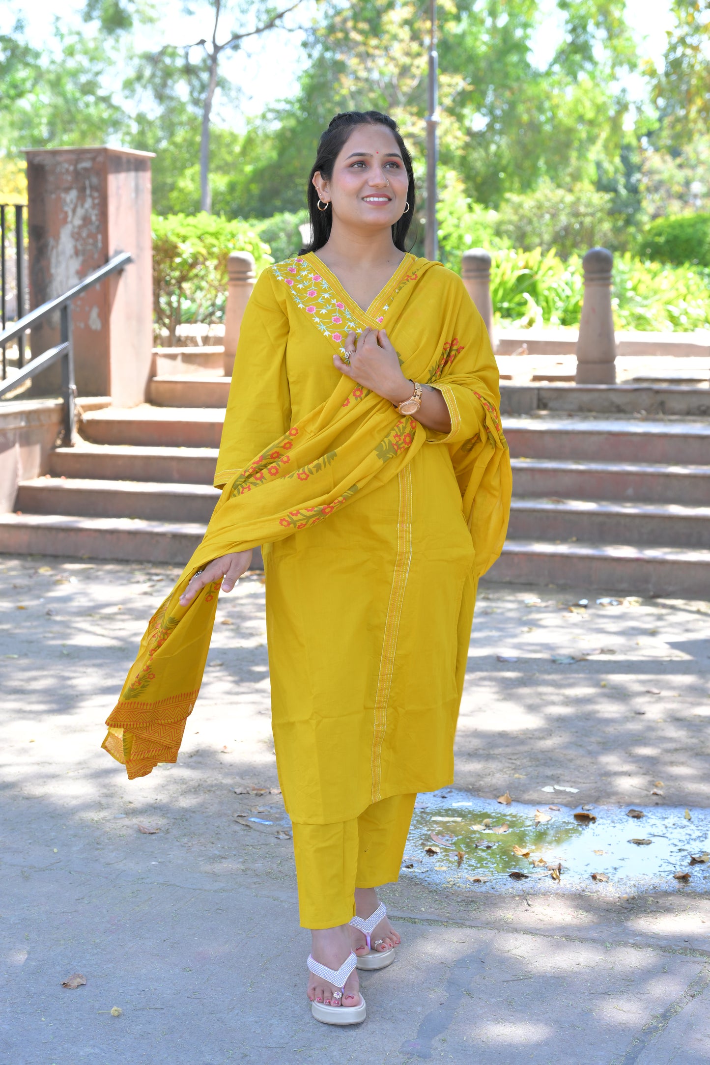 Pure Fine Cotton Fabric Embroidery Work Kurti With Pant