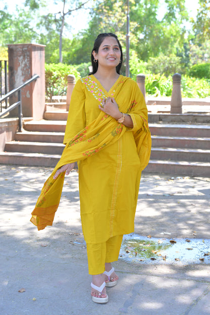 Pure Fine Cotton Fabric Embroidery Work Kurti With Pant