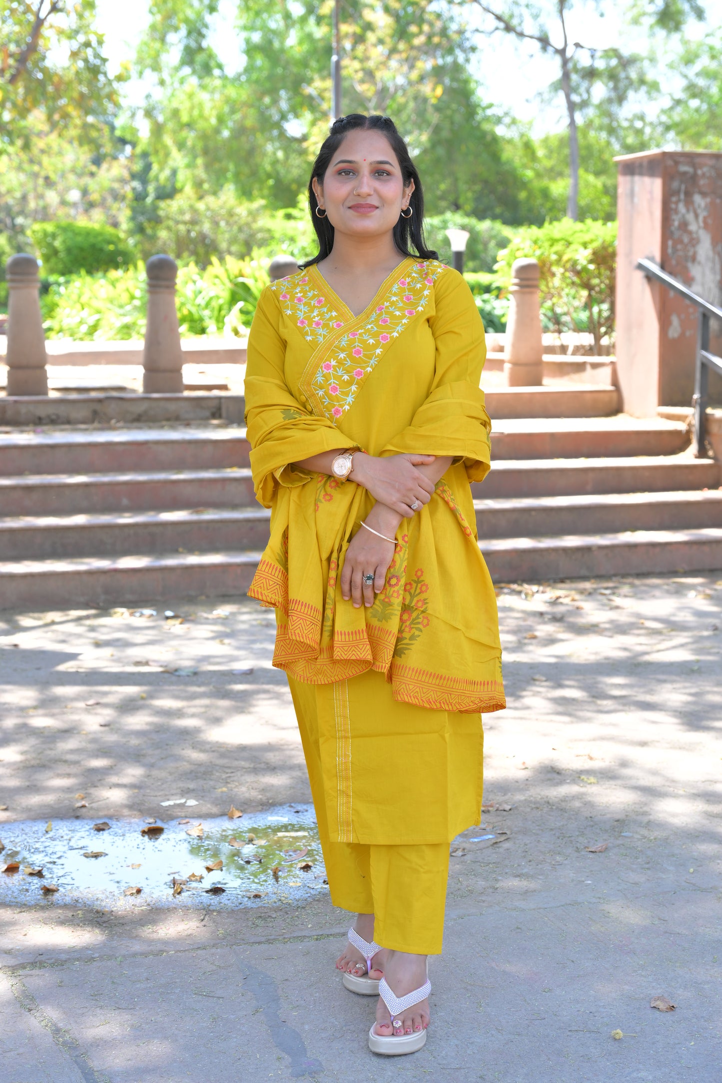 Pure Fine Cotton Fabric Embroidery Work Kurti With Pant