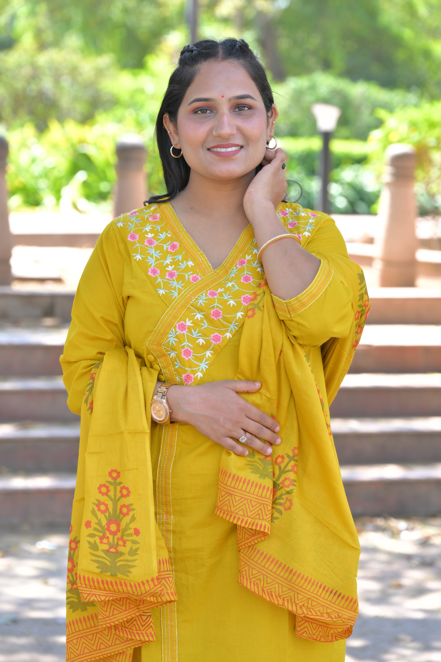 Pure Fine Cotton Fabric Embroidery Work Kurti With Pant