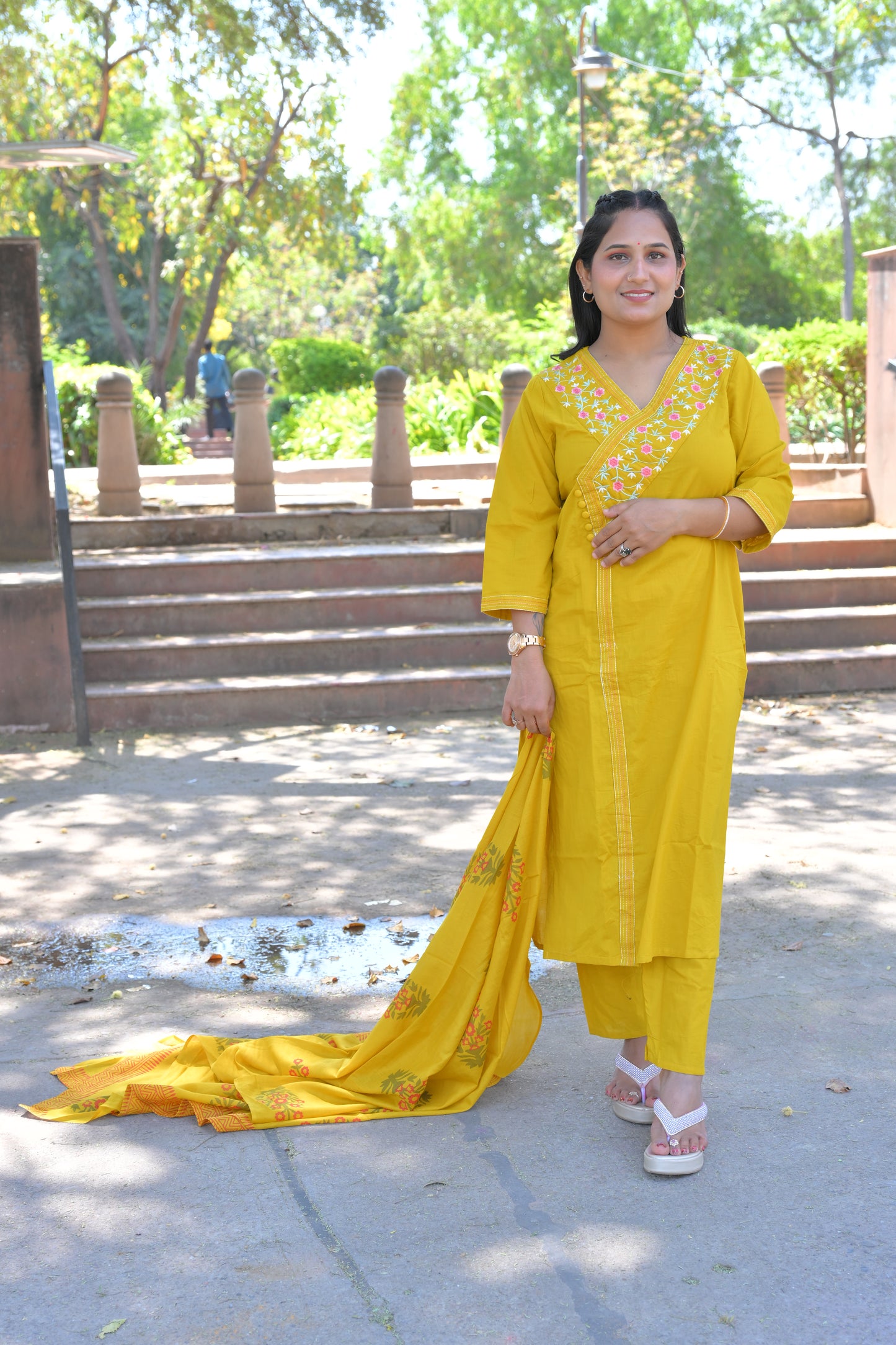 Pure Fine Cotton Fabric Embroidery Work Kurti With Pant