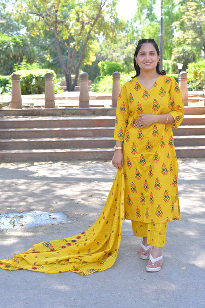Pure Fine Cotton Fabric Embroidery Work Kurti With Pant