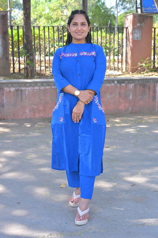 Embroidery Work Kurti With Pant Set