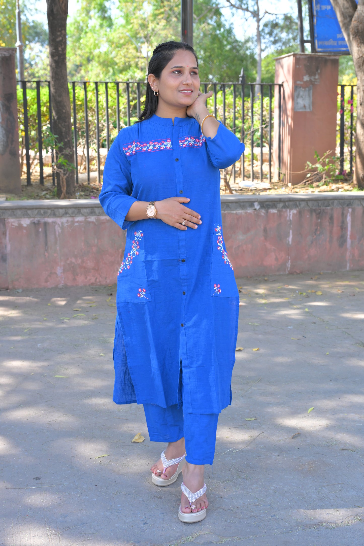 Embroidery Work Kurti With Pant Set