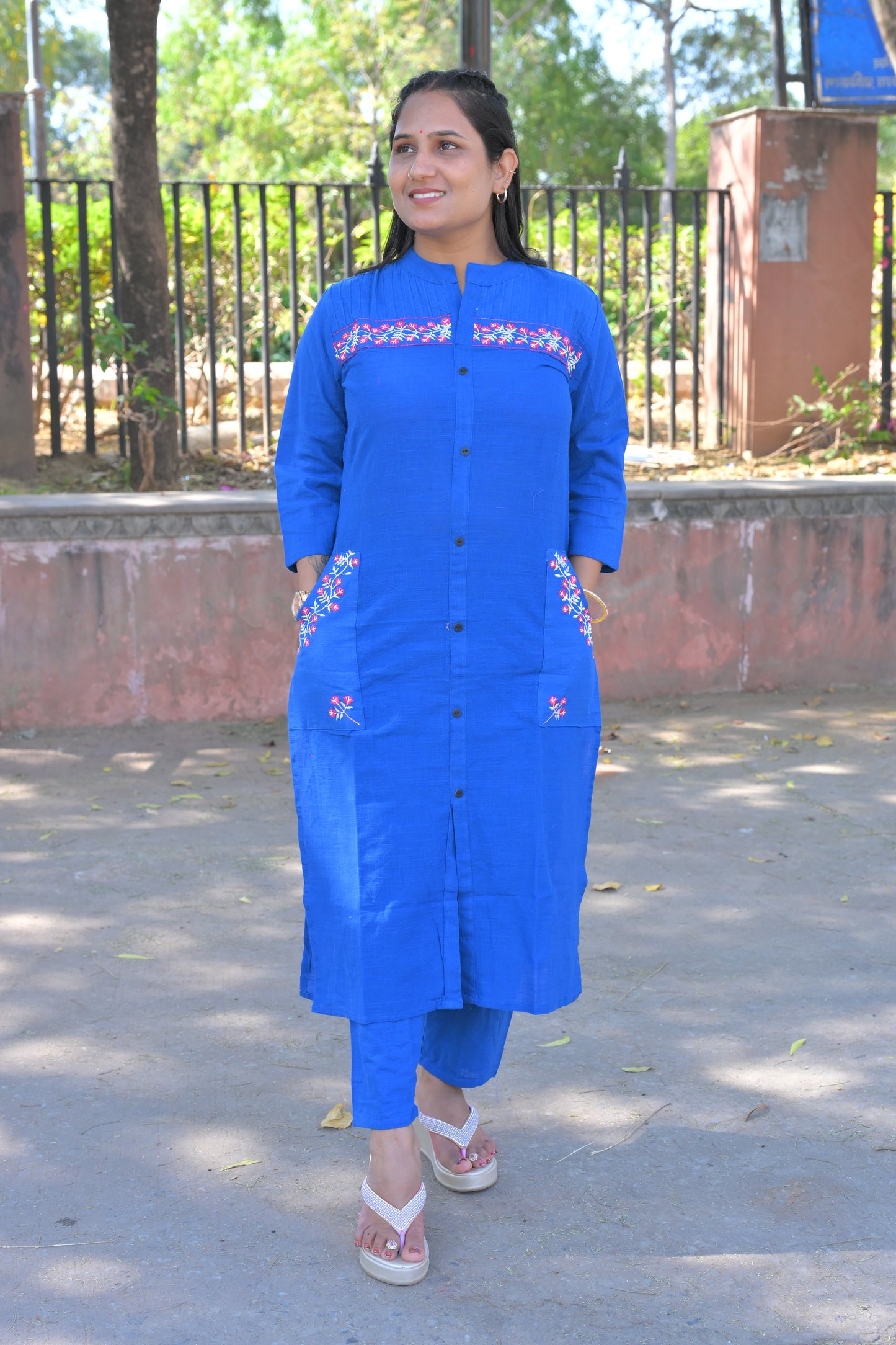 Embroidery Work Kurti With Pant Set