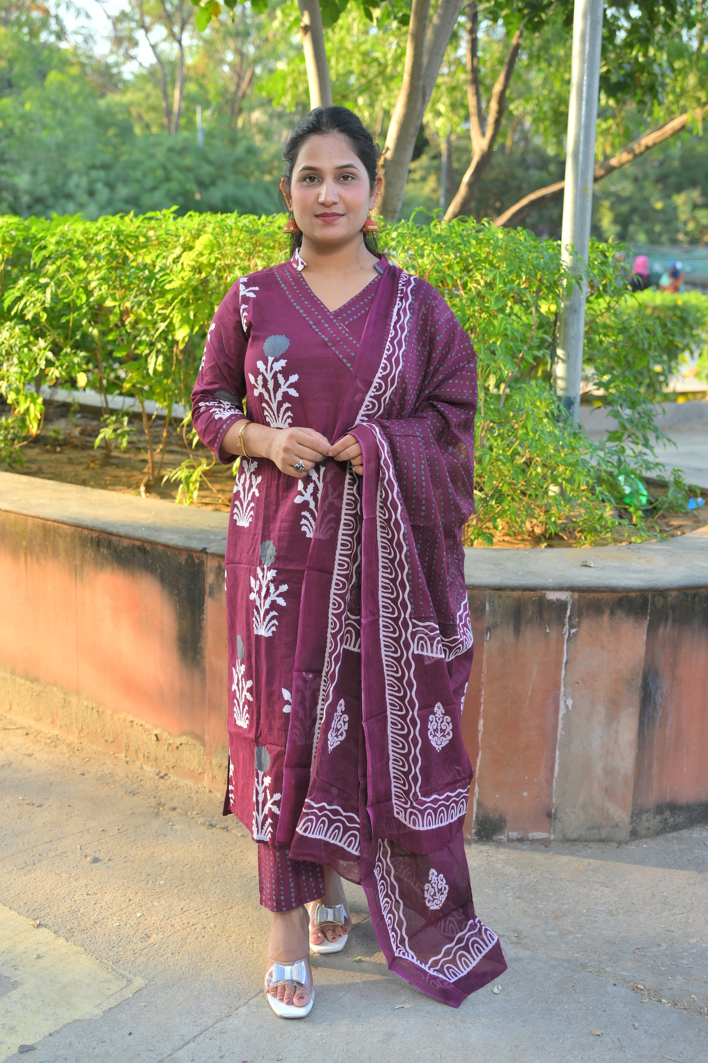 Angrakha Style Kurta Set Magenta