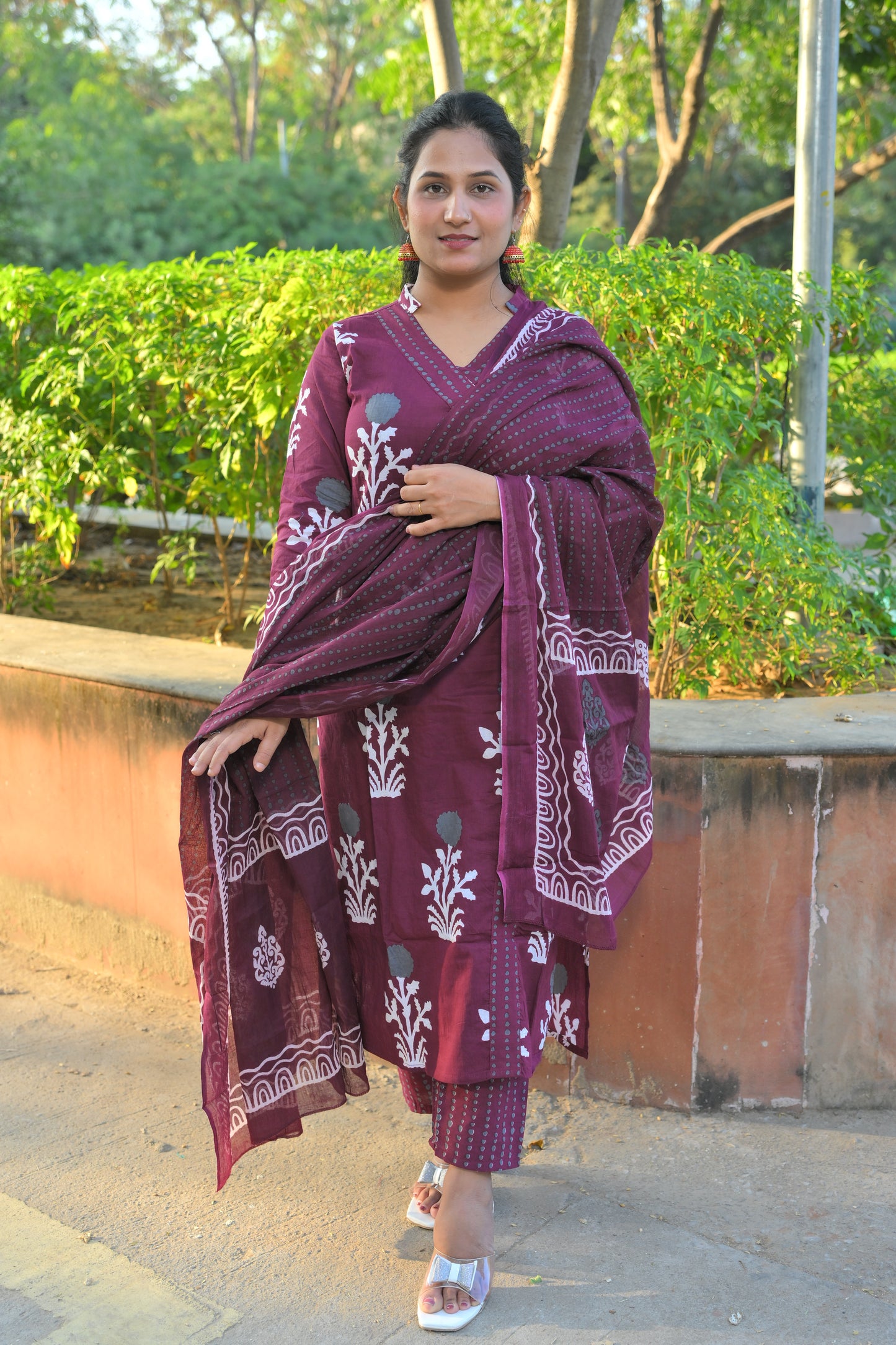 Angrakha Style Kurta Set Magenta
