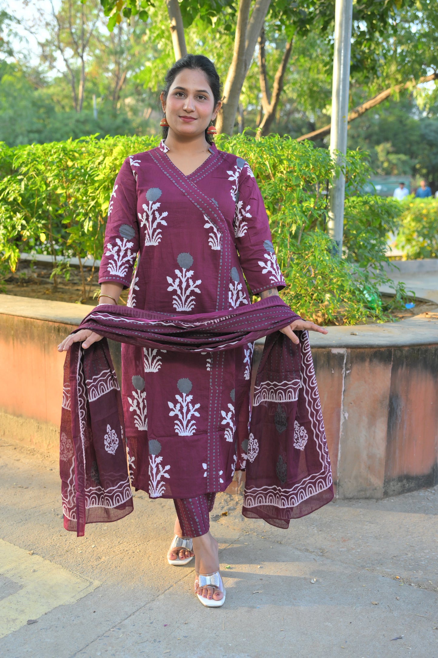 Angrakha Style Kurta Set Magenta