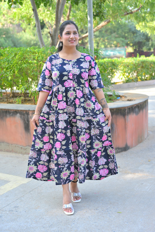New Midi With Stylish  Puff Slavees Set