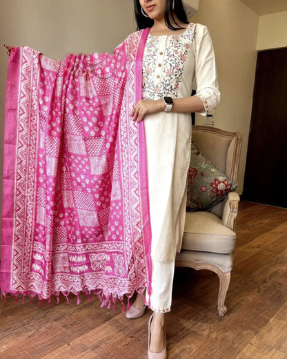 Khadi Cotton Embroidery Suit