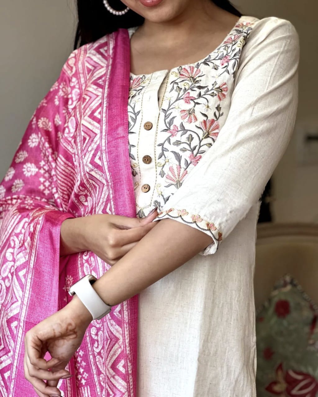 Khadi Cotton Embroidery Suit