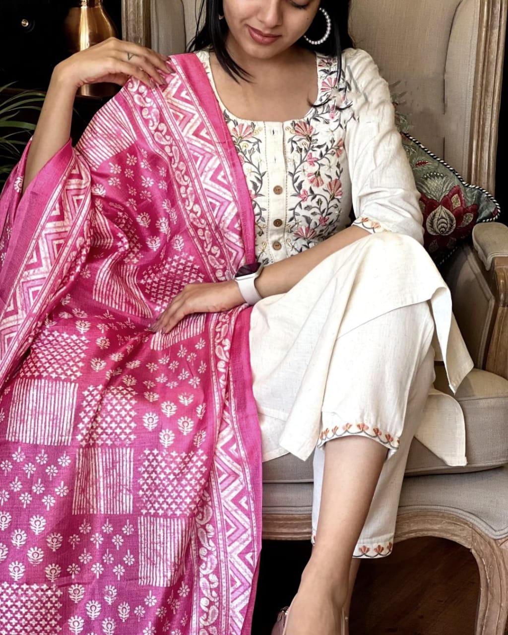 Khadi Cotton Embroidery Suit