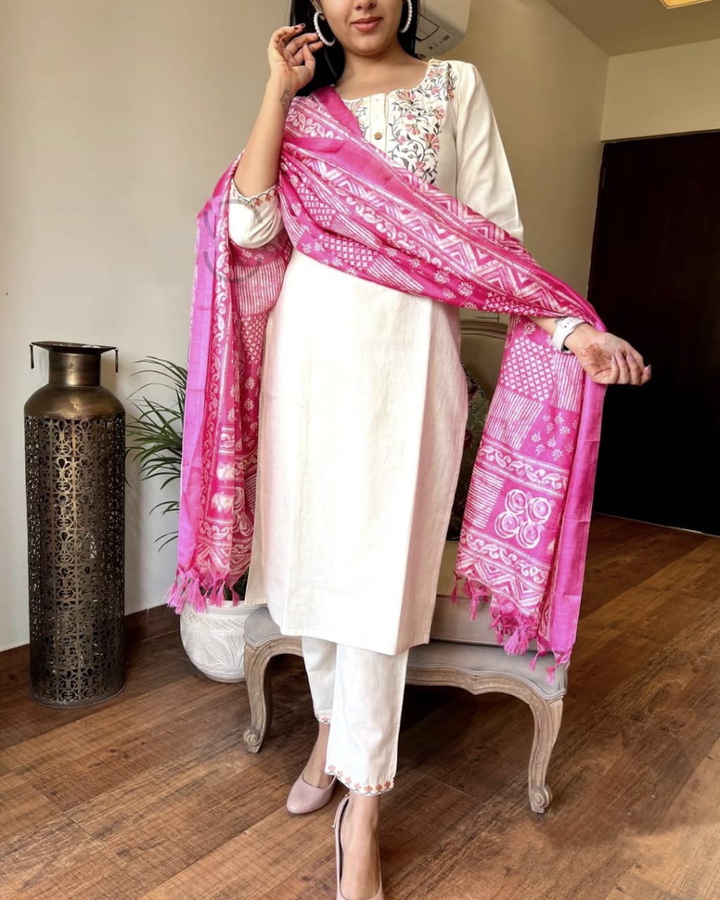 Khadi Cotton Embroidery Suit