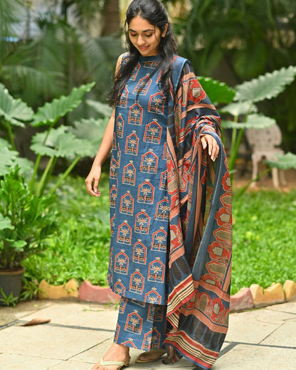 Ajrakh Printed A-Line Kurti